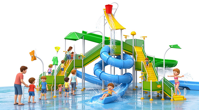 Large Multi-Level Splash Tower